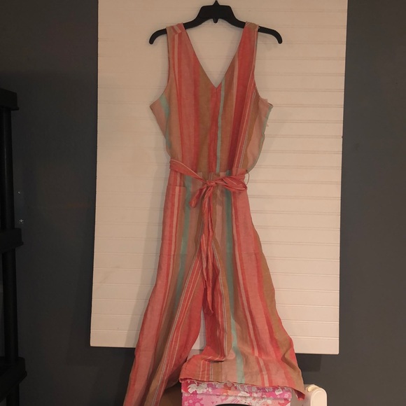 BeachLunchLounge striped linen jumpsuit NWT - Picture 2 of 8